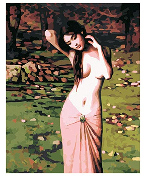 Colour Talk Diy oil painting, paint by number kit - Beautiful shy girl 1620 inch.