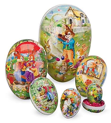 Set of 6 Nesting Decoupage Easter Eggs