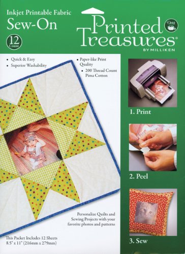 Dritz 651484 8.5 in. x 11 in. White Printed Treasures Sew - On Ink Jet Fabric Sheets - 12-Package